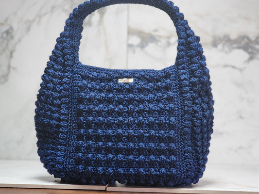 Dark Blue Boho Crochet Purse
