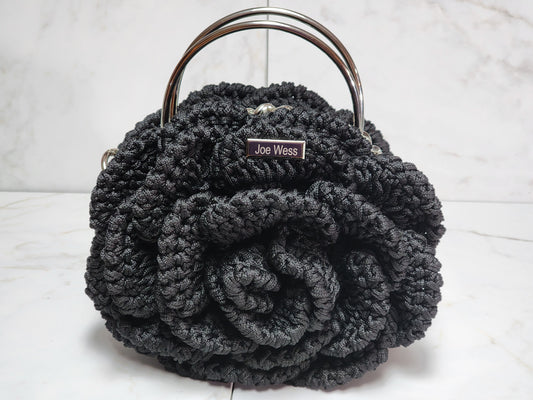 Black Rose Crochet Purse