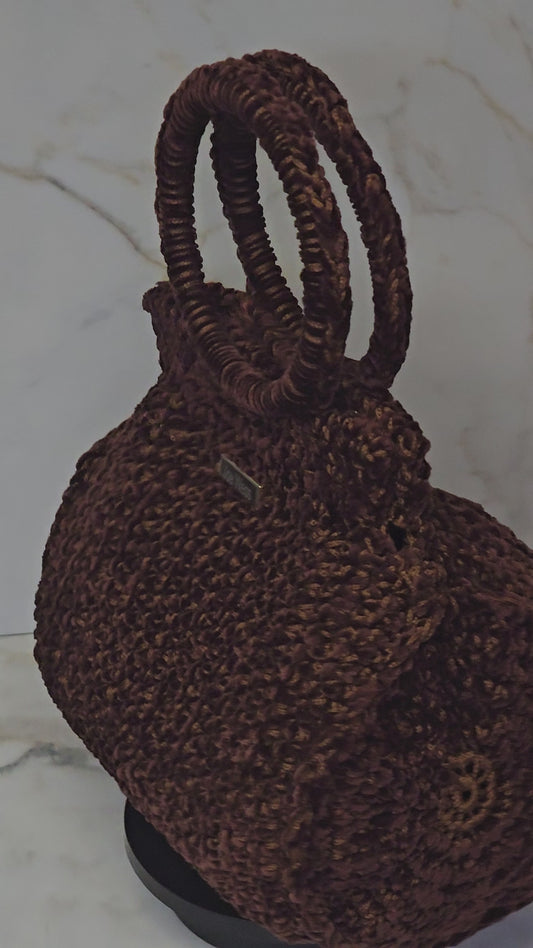 Brown Fur Barrel Purse