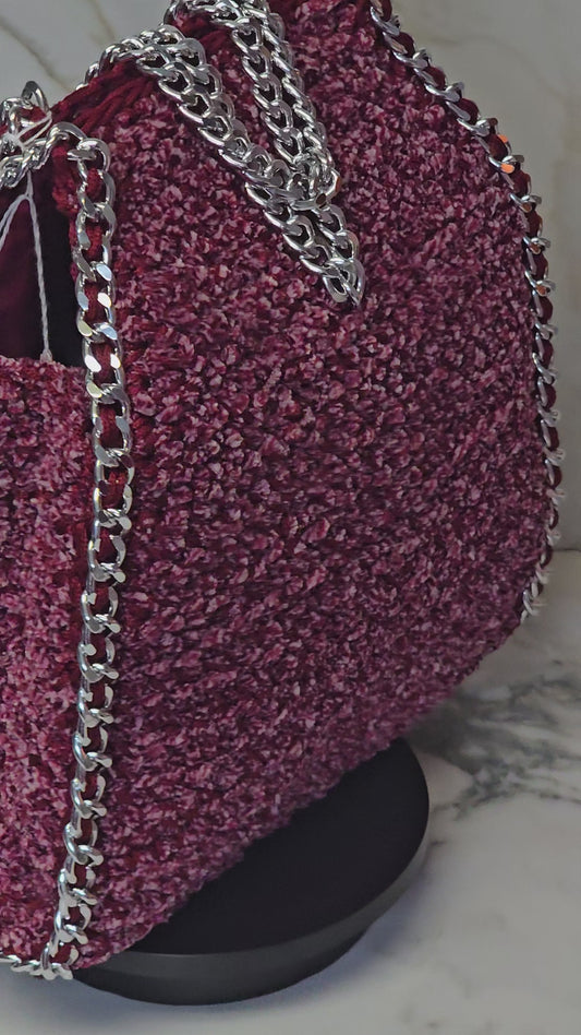 Burgundy Fur Purse