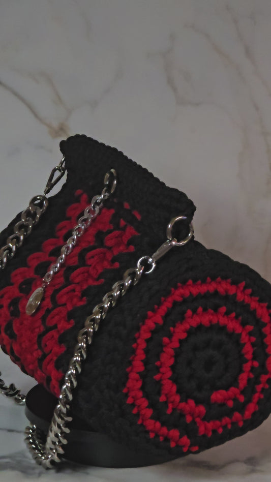 Black/Red Barrel Purse